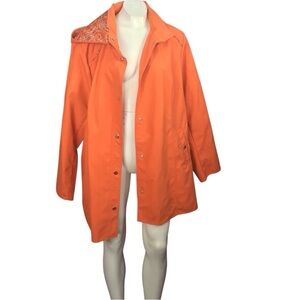 Dennis Basso Orange Trench Coat with Notched Lapels  size 2X